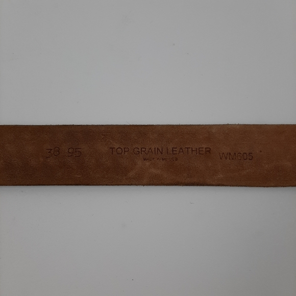 Vintage Top Grain Leather Woven Texture Brown Belt Size 38 main image 4